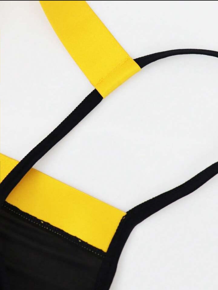 Men's Color Block Thong, Underwear Suitable For Dates